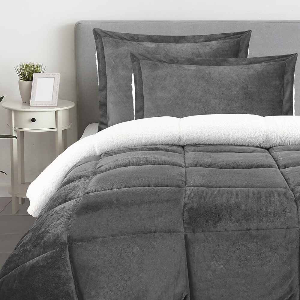 Solid Flannel Sherpa Comforter